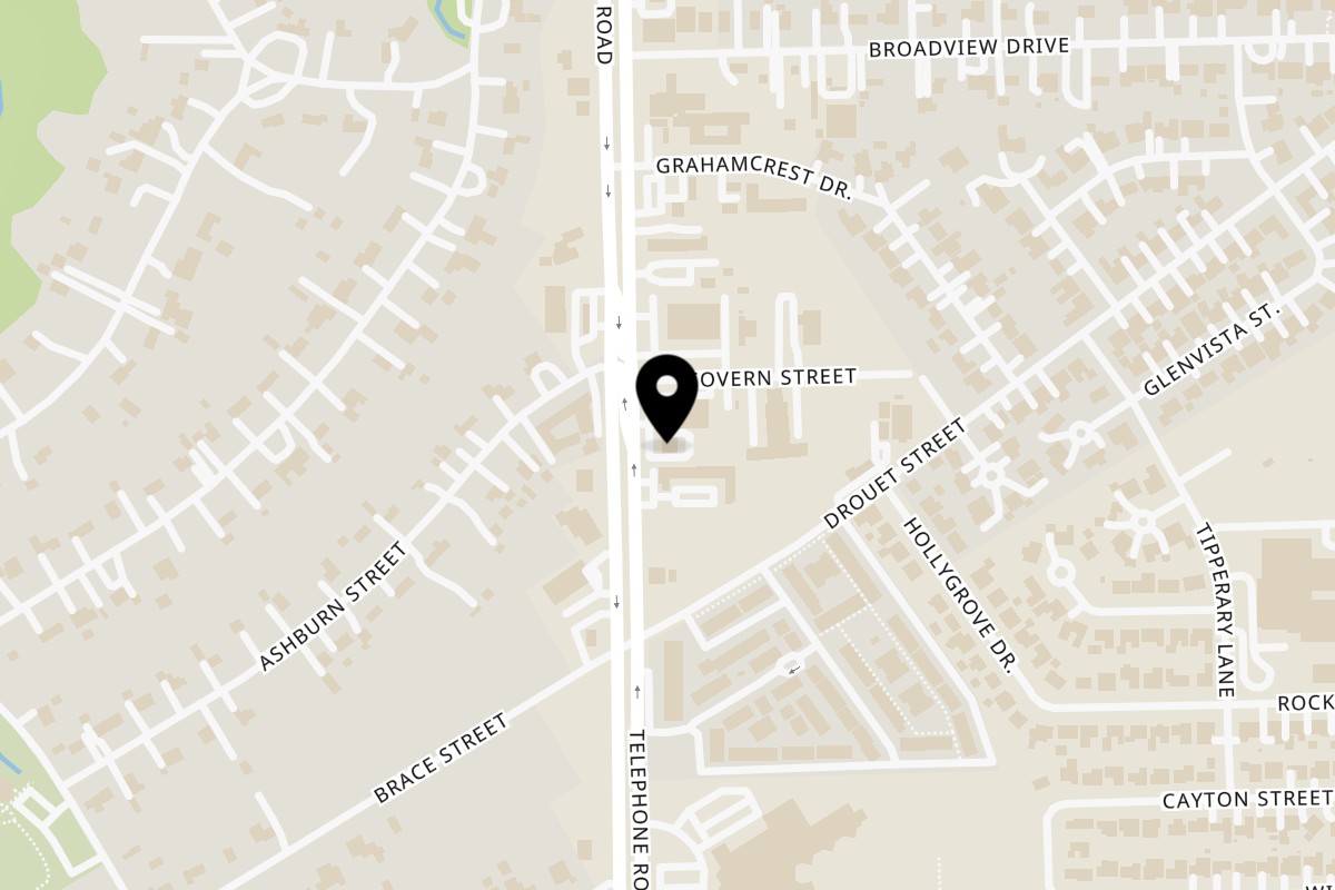 Map showing the location of Texas Toms Telephone Road on 6707 Telephone Rd in Houston