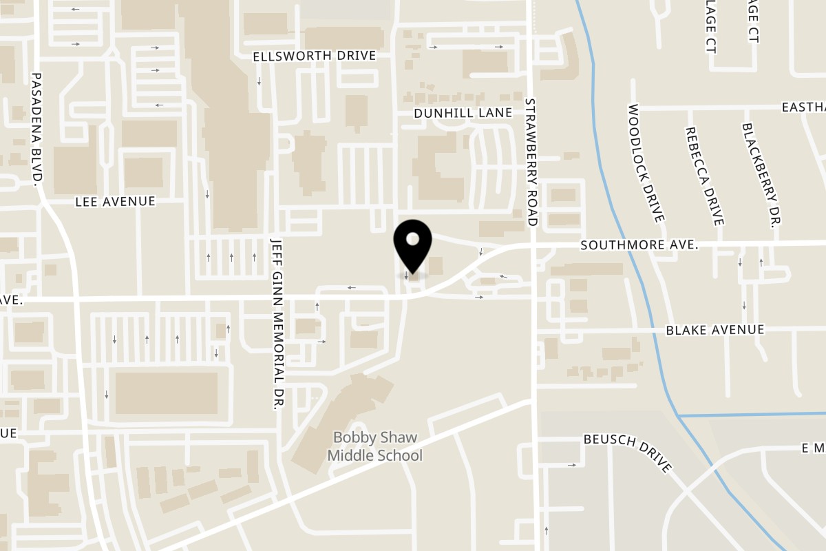 Map showing the location of Texas Toms Southmore on 1301 Southmore Ave in Pasadena