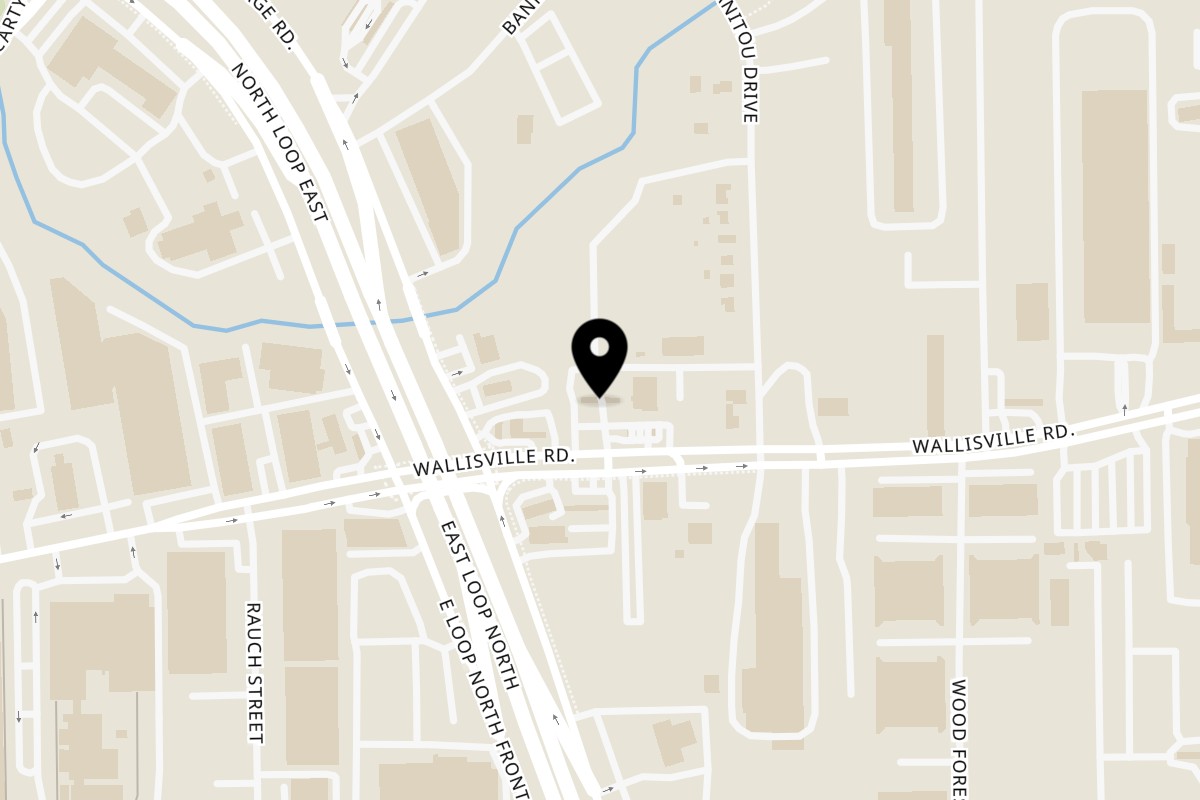Map showing the location of Texas Toms Wallisville on 9221 Wallisville Rd in Houston
