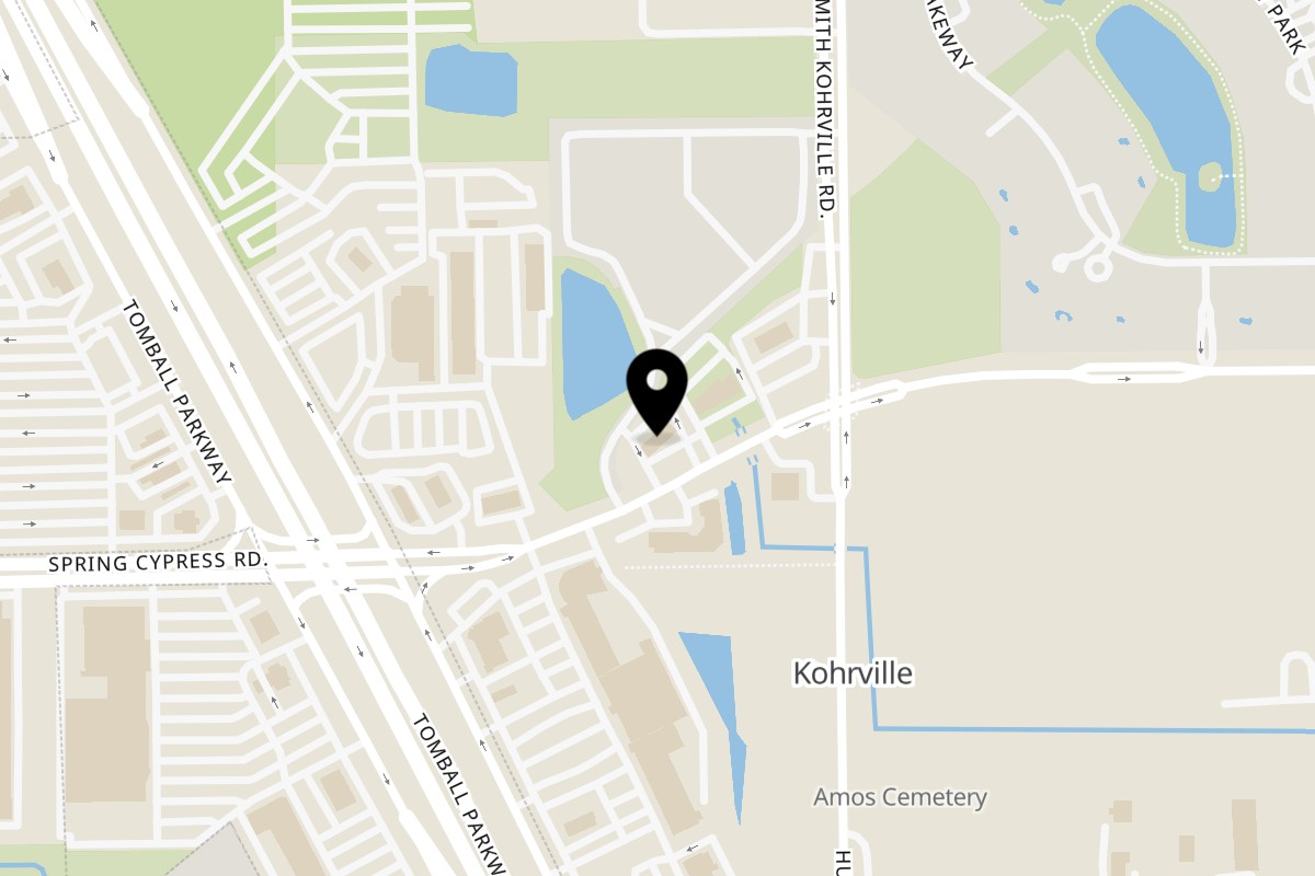 Map showing the location of Texas Toms Spring Cypress Tomball on 10806 Spring Cypress Rd in Houston