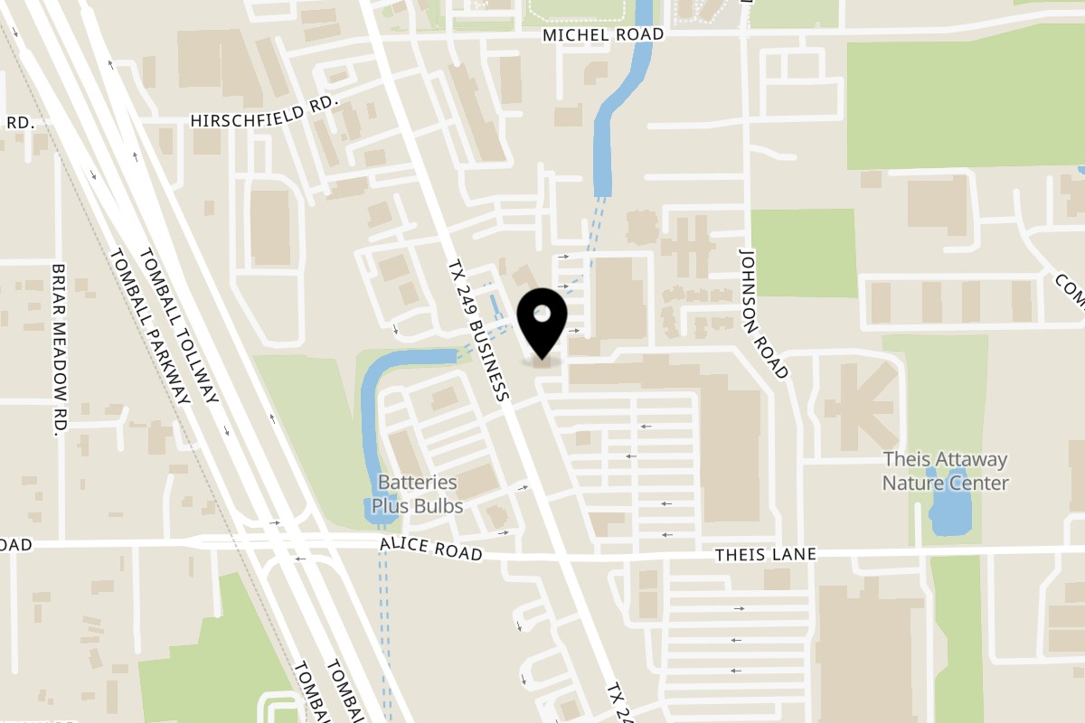 Map showing the location of Texas Toms Texas 249 Tomball on 27760 TX-249 in Tomball